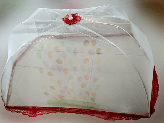 বাচ্চাদের মশার ছাতা নেট-(বেলুন প্রিন্ট) - mosquito net - Red Pink