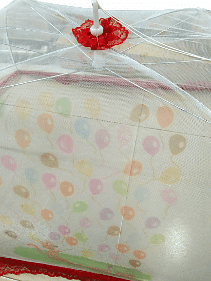 বাচ্চাদের মশার ছাতা নেট-(বেলুন প্রিন্ট) - mosquito net - Red Pink - Image 4