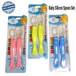Baby Silicone Feeding Spoon apple bear 2 pcs