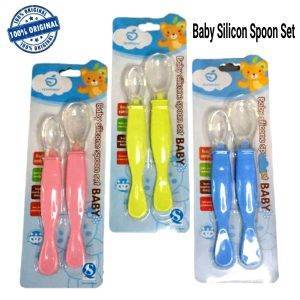 Baby Silicone Feeding Spoon apple bear 2 pcs