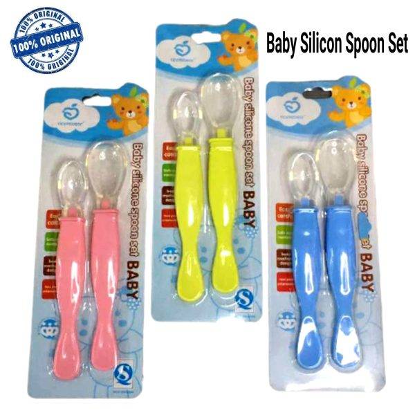 Baby Silicone Feeding Spoon apple bear 2 pcs