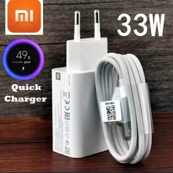 Xiaomi 33W Fast Turbo Charger with 6A USB Type C Cable Quick Charge for Xiaomi Redmi & Mi Series